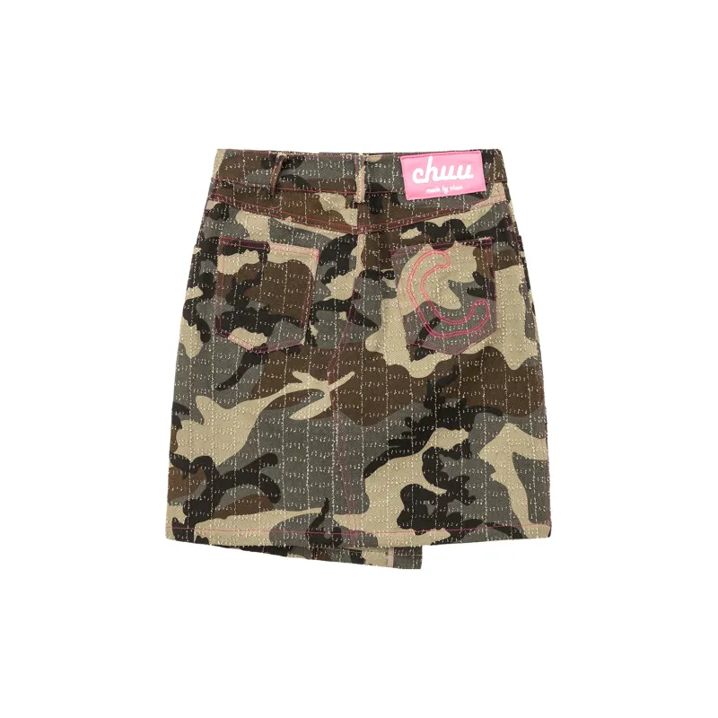 CHUU Casual Short Skirts Women's Green Camouflage-1