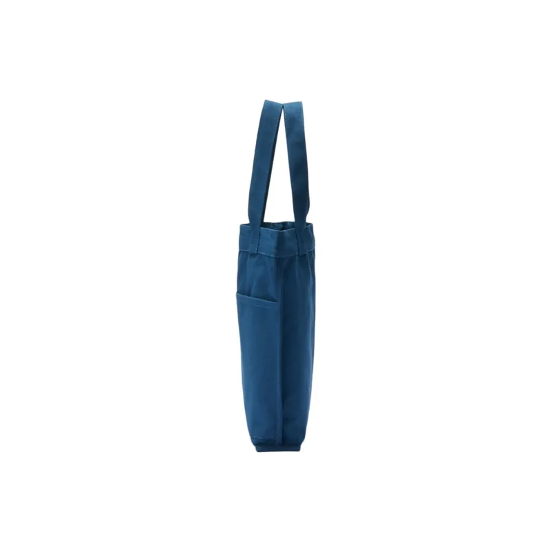 MUJI Cotton One Shoulder Handbags Medium Size Unisex Blue/Original/Black-2
