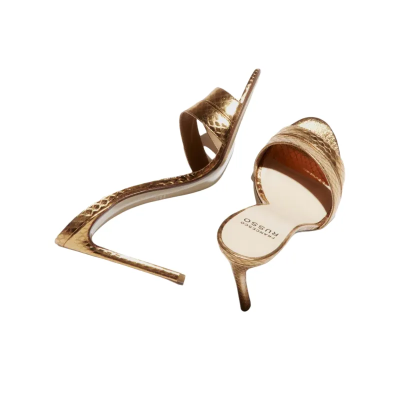 FRANCESCO RUSSO Slide Slippers 10.5cm Women's Gold-2