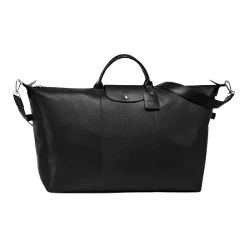 LONGCHAMP Le Foulonné Cow Leather Travel Bag Unisex Black