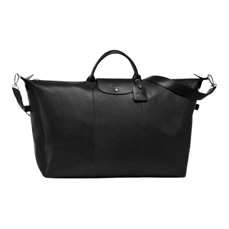 LONGCHAMP Le Foulonné Cow Leather Travel Bag Unisex Black-0