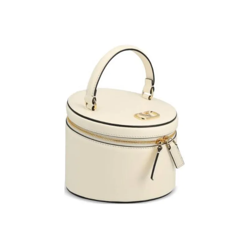 Valentino Calfskin Jewelry Box Makeup Bag Mini Women's White-1