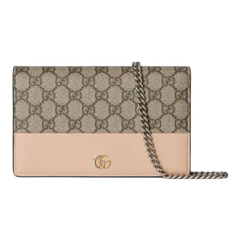 GUCCI GG Marmont Canvas Wallet Women's Beige & Ebony