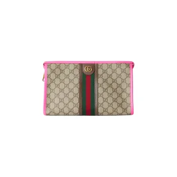 GUCCI Ophidia Canvas Bag, Toiletry Bag, Clutch Unisex Beige & Ebony