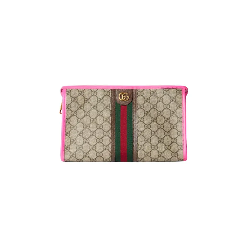 GUCCI Ophidia Canvas Bag, Toiletry Bag, Clutch Unisex Beige & Ebony-0
