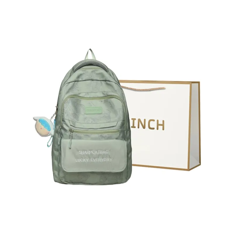 BRINCH Nylon Backpack Unisex White/Gray/Black/Green/Purple-7