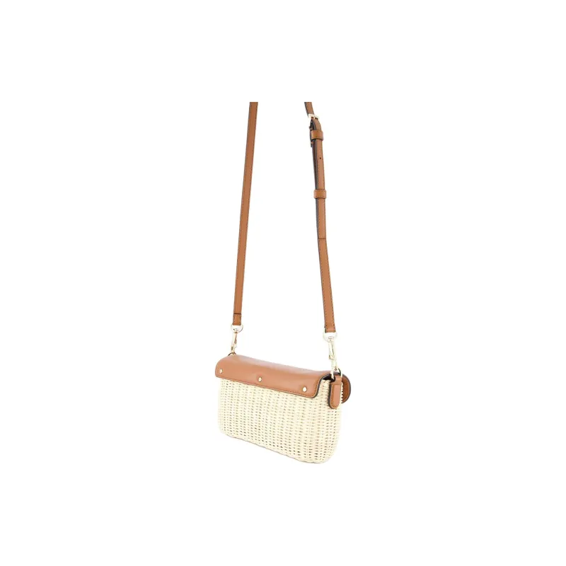 Valentino GARAVANI Straw With Leather Shoulder Bag Women's Brown & White-3