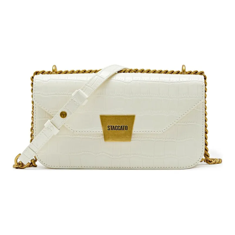 Staccato Cow Leather Small Square Bag, Crossbody Bag, Shoulder Bag Regular Women's Dark Sea Blue/Optical White-3