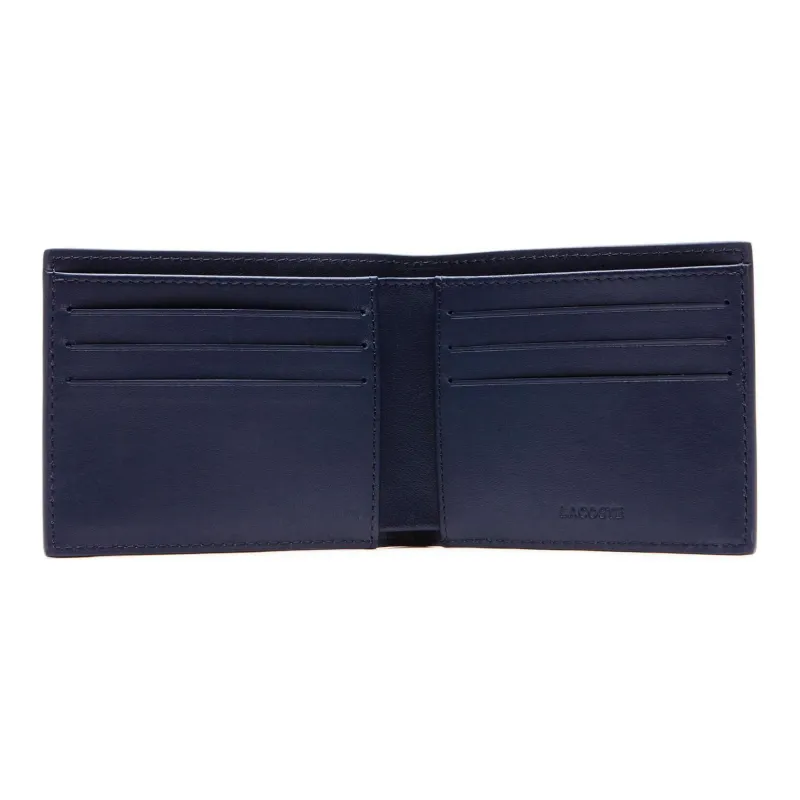 LACOSTE Leather Wallet Regular Men's Blue-4