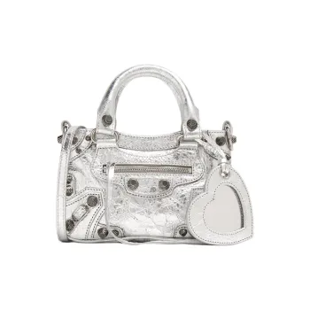Balenciaga Neo Cagole Leather Shoulder Bag Crossbody Bag Handbag Mini Women's Silver