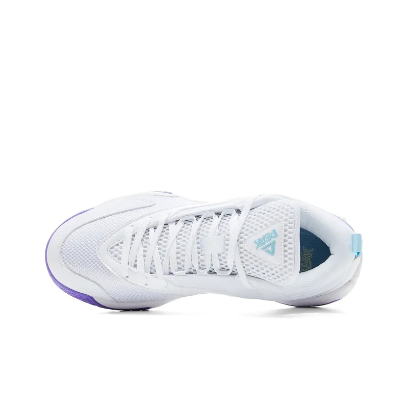 PEAK Cushioning Rebound Breathable Slip-Resistant Low-Top Basketball Shoes Men's Large White Purple-3