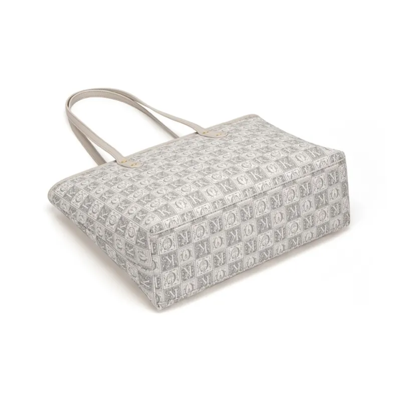 CinvaiKrose PVC One Shoulder Bag, Tote, Monogram Tote Large Size Women's Linen Gray/Khaki-5
