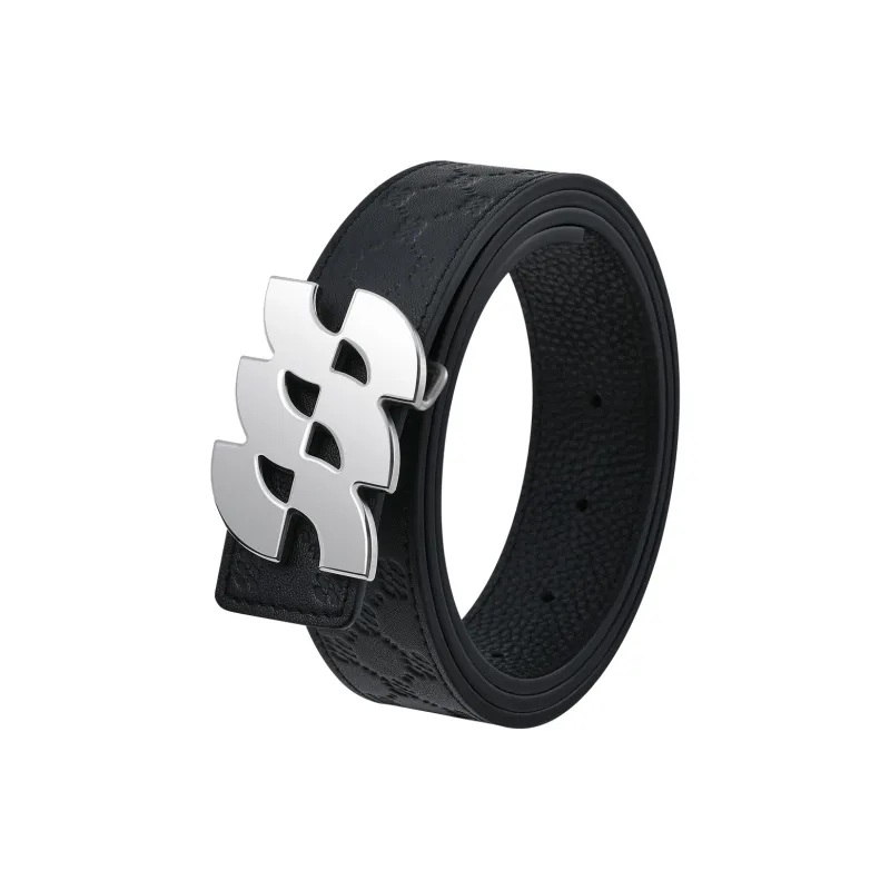 HLA Top Grain Cow Leather Belts Men's Width 3.4CM-3