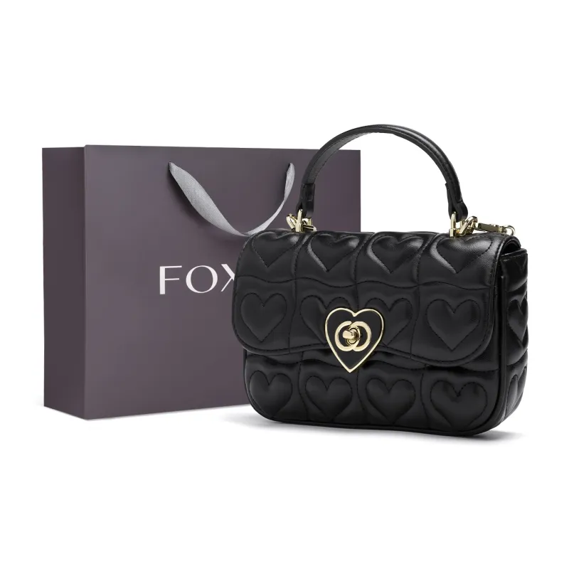 FOXER Synthetic Leather Casual Niche Versatile Design Shoulder Bag, Crossbody Bag, Commuter Bag Women's Black/White-4