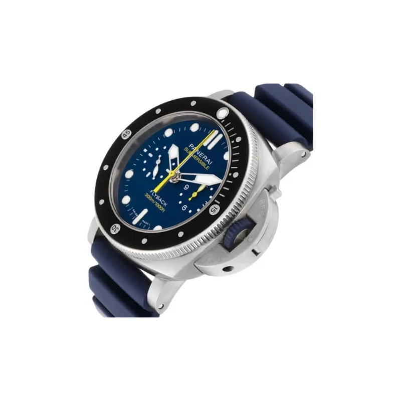 PANERAI Automatic Mechanical Movement Men's Watches Watch 47mm Blue Dial Titanium Watch Case Rubber Strap-3