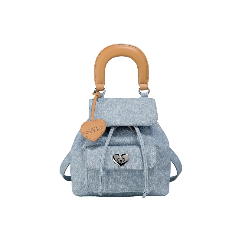 AILUXI Synthetic Leather Backpack Regular Women's Denim Blue-0