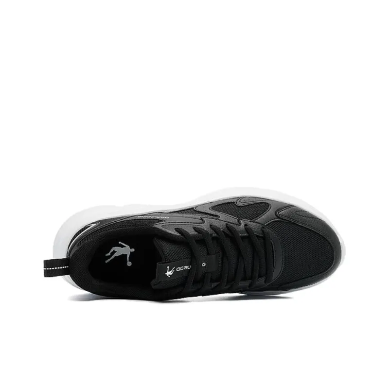 QIAODAN Cushioning, Wear Resistant Low Top Running Shoes Men's Black White-4