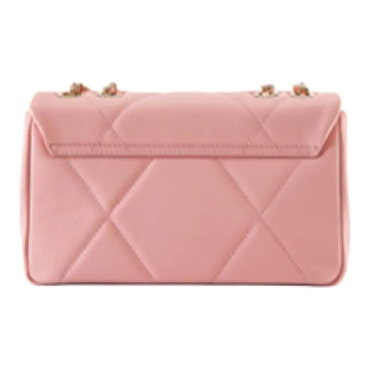 ELLE Cow Head Leather Portable Crossbody Bag Shoulder Bag Medium Size Women's Black/White/Cherry Blossom Pink-7