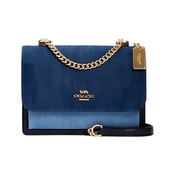 COACH Leather Trunk Bag, Shoulder Bag, Crossbody Bag Small Size Women's Multicolor Denim Blue