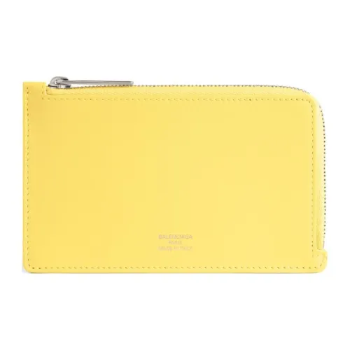 Balenciaga Smooth Calf Leather Wallet Coin Purse Card Holder Women's Yellow