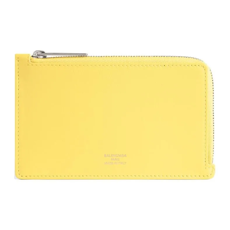 Balenciaga Smooth Calf Leather Wallet Coin Purse Card Holder Women's Yellow-0
