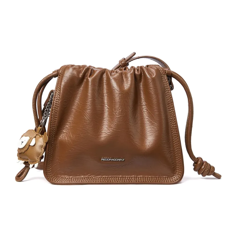 RED DRAGONFLY PU Leather Shoulder Bag Crossbody Bag Regular Women's Brown/Black-0