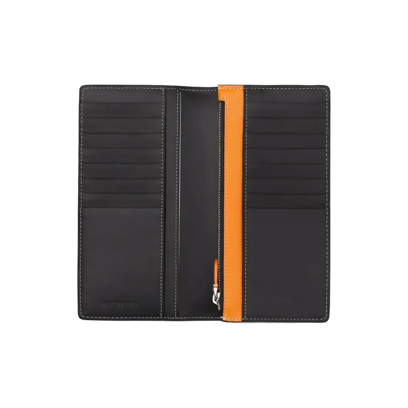 Burberry Leather Wallet Men's Black/Orange-3