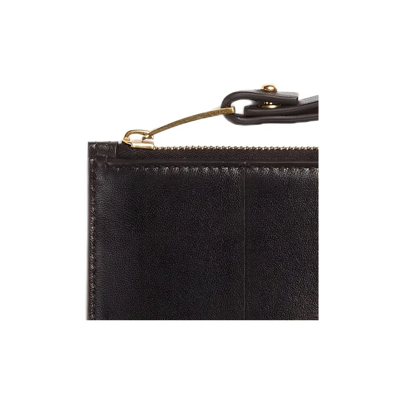 Bottega Veneta Lambskin Calfskin Clutch Women's Dark Brown-2