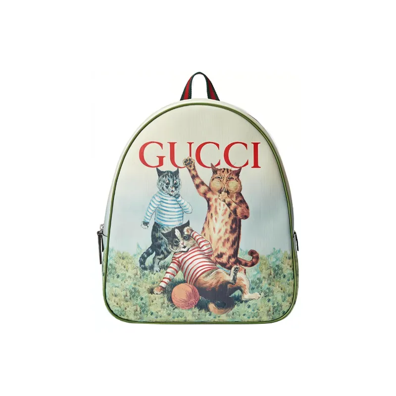 GUCCI Canvas Kids' Backpack Kids' White & Green-0