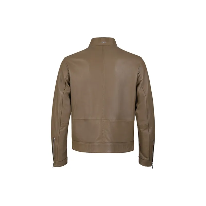 HUGO BOSS SS24 Leather Jacket Men's Brown-1