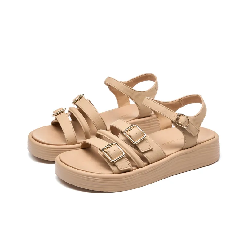 HLA Platform Roman Sandals For Women's French One Strap Commute Soft Sole Slippers-17
