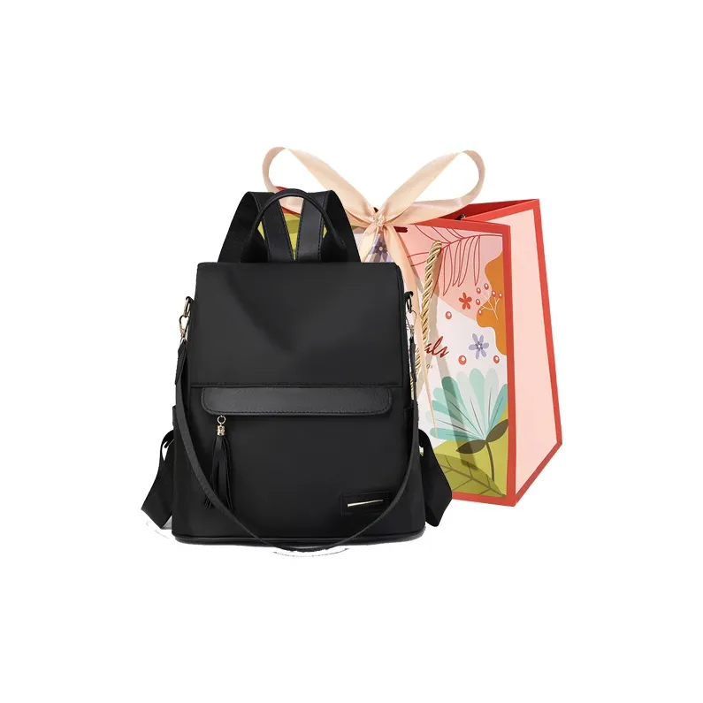 Cwatcun Nylon Carry Backpack Regular Unisex Brown/Black/Ecru-4