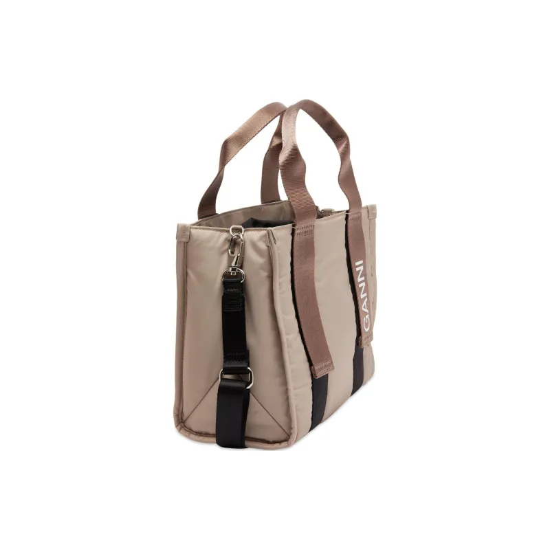 GANNI Recycled Polyester Shoulder Bag Crossbody Bag Handbag Small Size Women's Oyster Gray-1