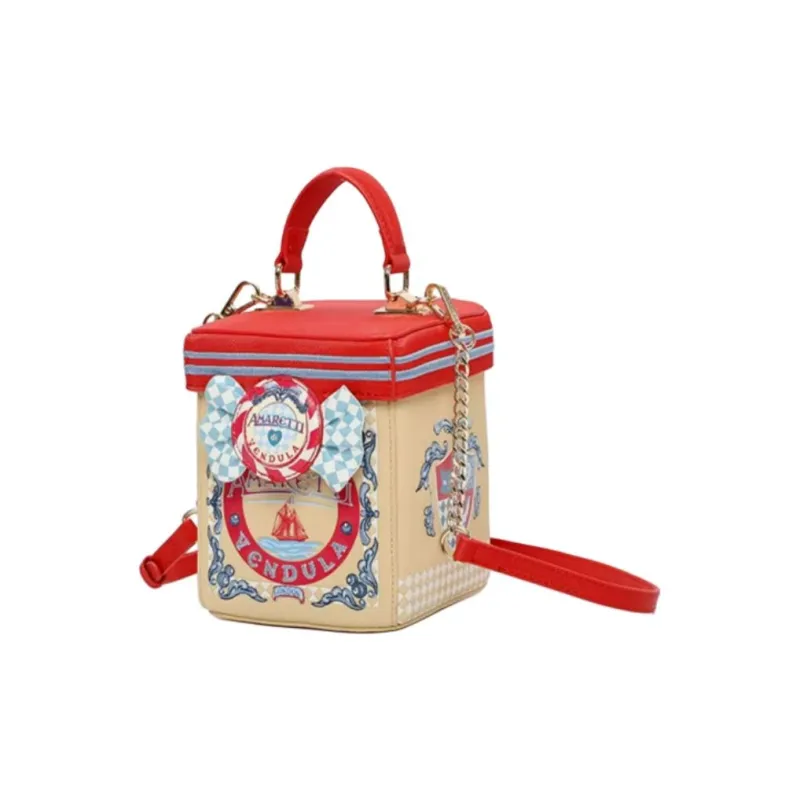 Vendula PU Crossbody One Shoulder Handbag Medium Size Women's Red & Beige-1