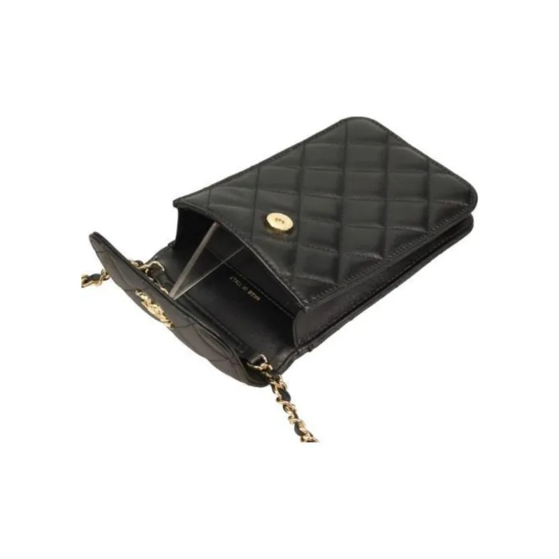 CHANEL Lambskin One Shoulder Crossbody Cell Phone Pouch Women's Black-6