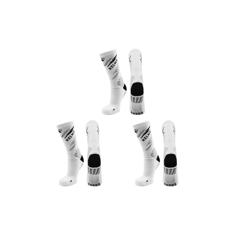 KELME Basketball Socks Unisex 3 Pack Black, White Blue, White Gray, White Green-12