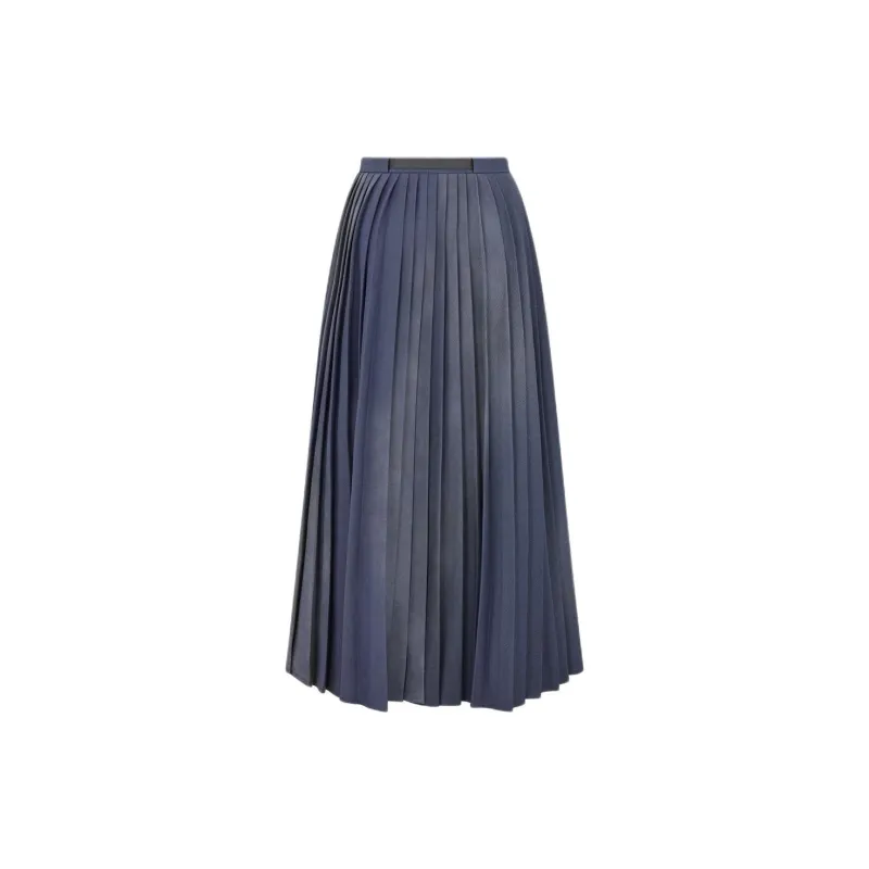 DIOR FW23 Gonna Plissettata Asimmetrica Casual Long Skirts Women's Blue-1