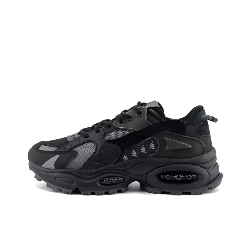 Kappa Anti Slip Wear Resistant Low Top Chunky Sneakers Unisex Black-0