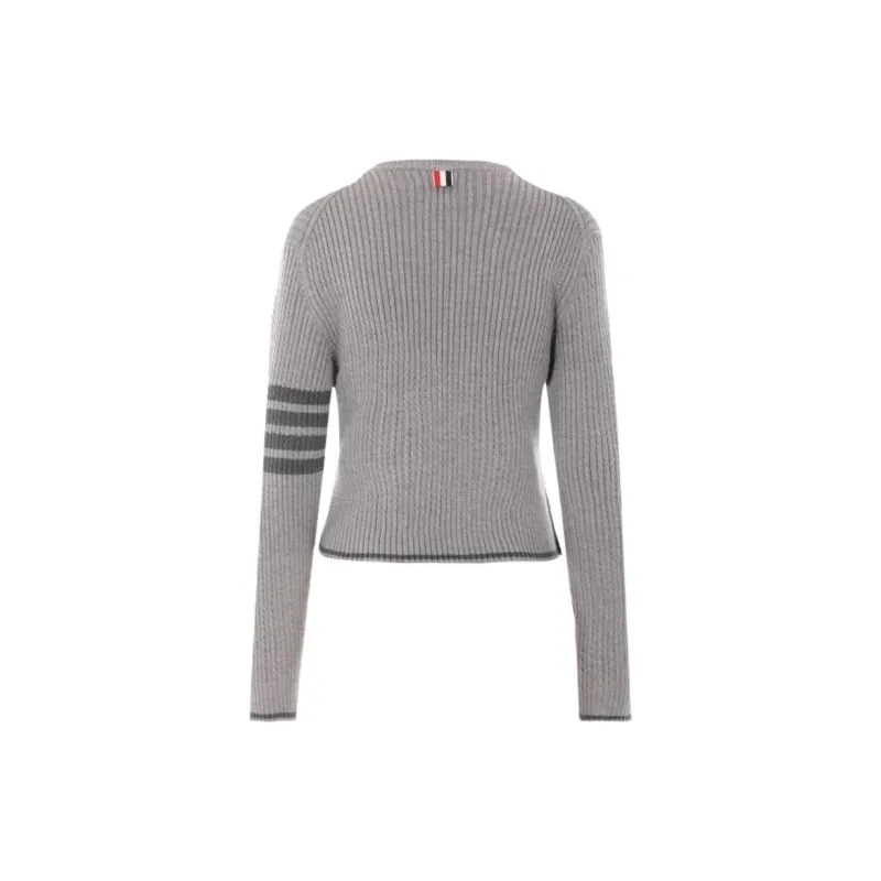 THOM BROWNE 4 Bar Stripes Crewneck Cable Knitted Jumper-1