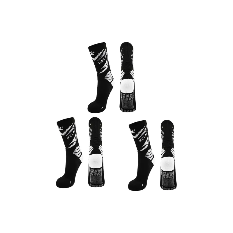 KELME Basketball Socks Unisex 3 Pack Black, White Blue, White Gray, White Green-2