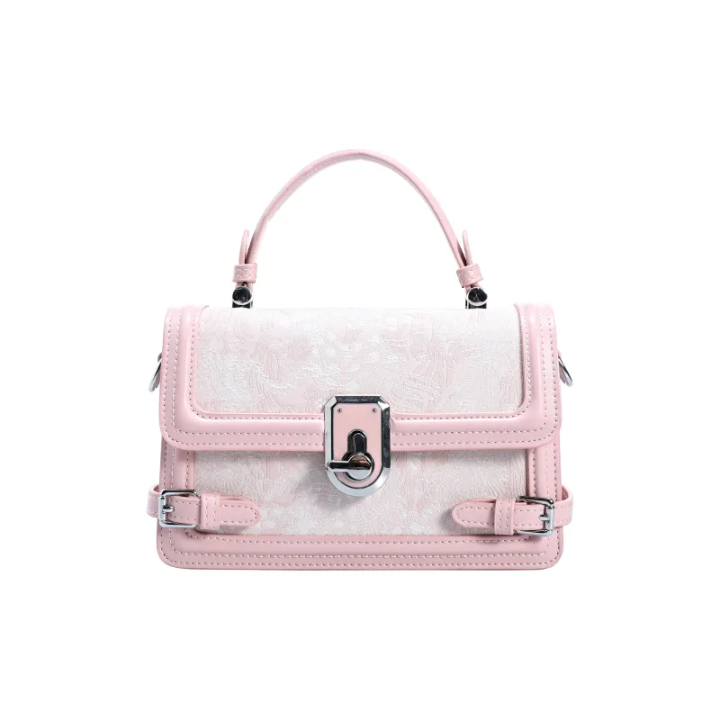 ZAVC Cow Leather, Textile Handbag Women's Pink/Gray-1