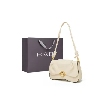FOXER Cow Leather With Microfiber Cloud Bag, Shoulder Bag, Handbag, Shoulder Bag Women's Cheese White