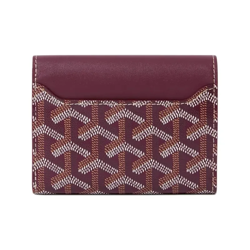 GOYARD Canvas With Calfskin Wallet Unisex Burgundy Color-1