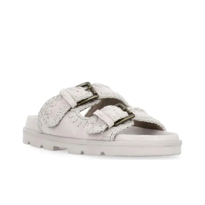 MOU Rubber Sole Abrasion Resistant Slide Slippers Women's Beige-1