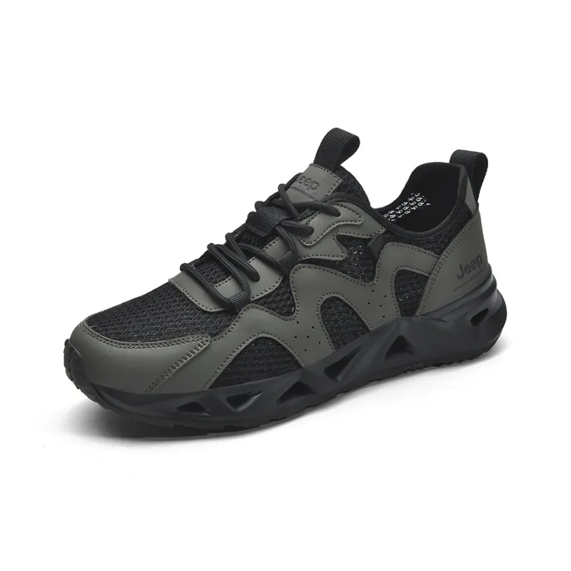 Jeep Anti Slip Wear Resistant River Trekking Shoes Unisex Black Green-2