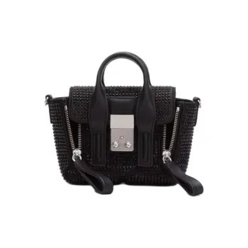3.1 Phillip Lim Pashli Polyester With Cow Leather Trim Handbag Shoulder Bag Crossbody Bag Nano Women's Black