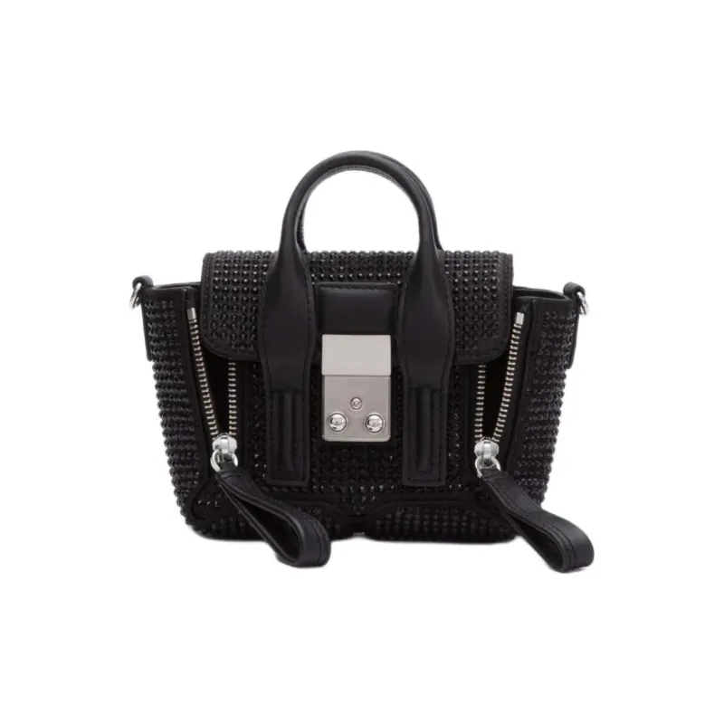 3.1 Phillip Lim Pashli Polyester With Cow Leather Trim Handbag Shoulder Bag Crossbody Bag Nano Women's Black-0