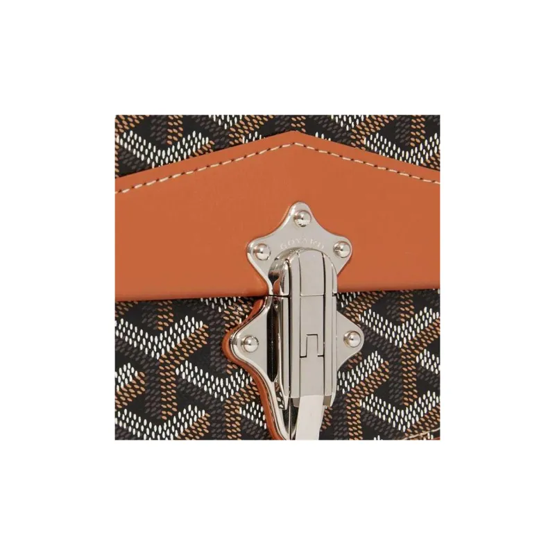 GOYARD Goyardine Canvas With Cervon Calfskin Shoulder Bag Crossbody Bag Unisex Tan-4