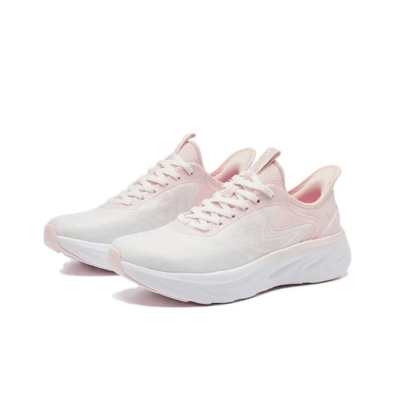 QIAODAN Cushioned Wear Resistant Lightweight Low Top Instant Wear Technology Running Shoes Women's White Pink-2