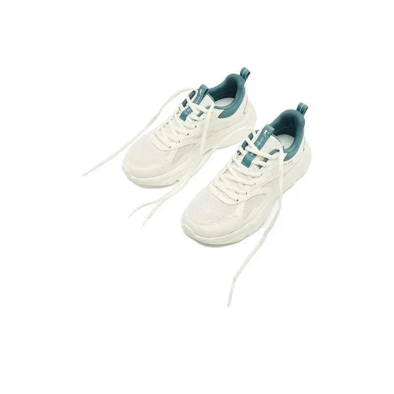 QIAODAN Cushioning, Wear Resistant Low Top Running Shoes Men's White Cyan-3